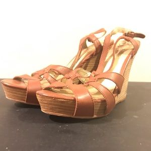 Seychelles Used Brown Platform Wedge Sandals